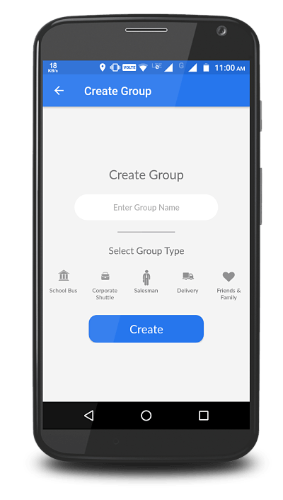 Trakkerz app screen showing how to create a group